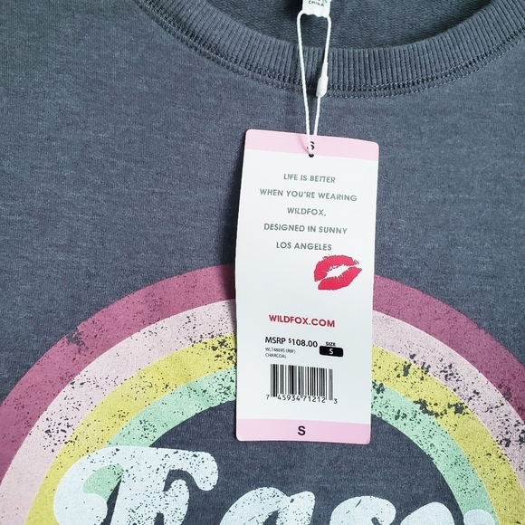 Wildfox Rainbow Easy Does It Gray Sweatshirt - Picture 6 of 8